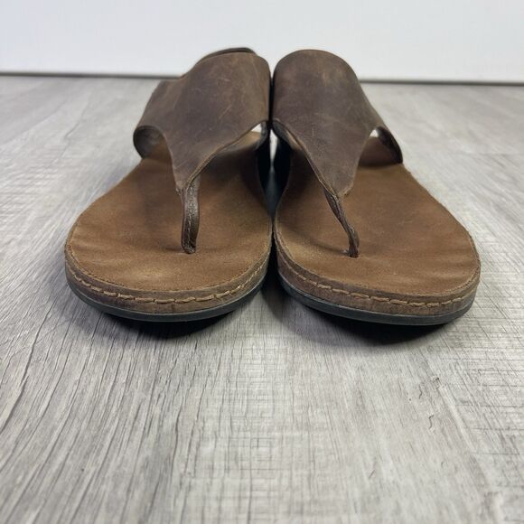 Chaco Womens Wayfarer Post Thong Sandals Toffee Leather Slingback Size 10 EUC M - Picture 2 of 9